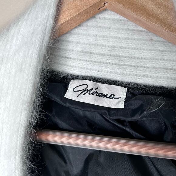 Mirano Black White Pattern Angora Coatigan 80% Angora Korea Vintage Lined L - Picture 5 of 10